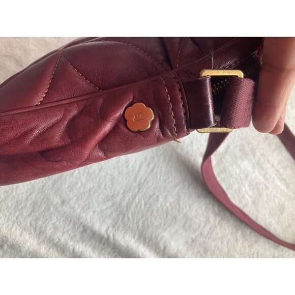 Eric Javits Burgundy Red Quilted Leather Crossbody Bag Gold hardware - Picture 5 of 14